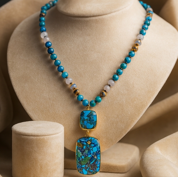 Radiant Orgonite Energy Pendant & Vibrant Crystal Beads Boho-Chic Necklace - Picture 7 of 13